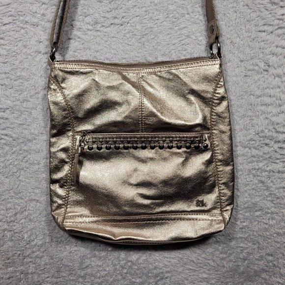 The Sak Metallic Gold Studded Crossbody Bag Purse Handbag - Picture 1 of 10